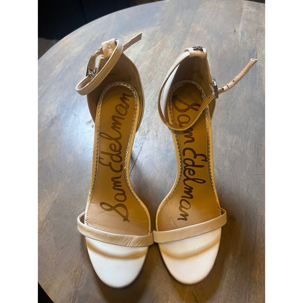 Sam Edelman Womens Ariella Heeled Sandals Leather Ankle Strap White 9M